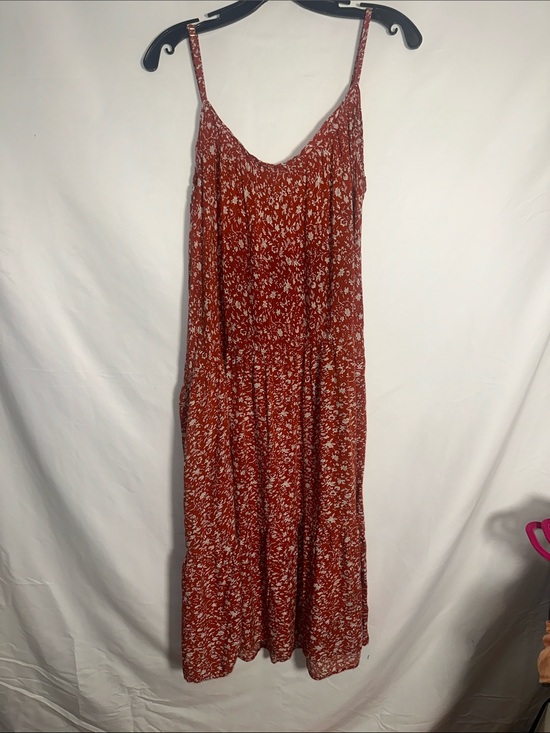 NATURAL LIFE Dresses & Skirts - NATURAL LIFE Rust Floral Spaghetti-Strap Maxi Dress with pockets